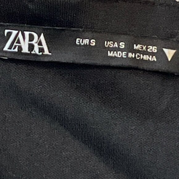 ZARA Silver Sequins Crop Top Size Small Twist Knot Plunge Front Long Sleeves - Picture 5 of 11